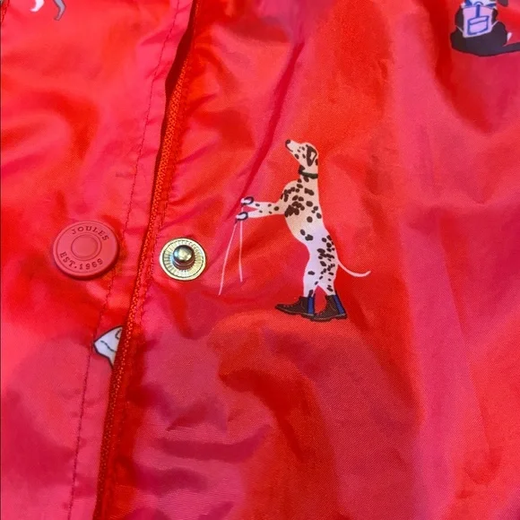 JOULES Unisex 6 Red Puppy Dog Printed Rain Jacket Coat Long Fit Hooded - Picture 7 of 10